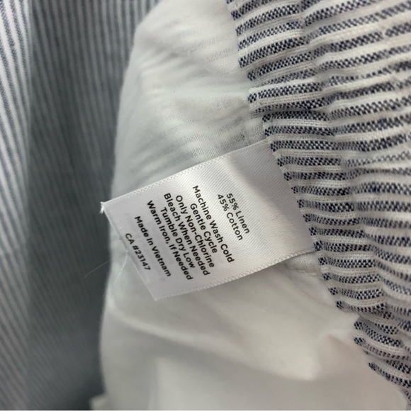 Talbots Striped Linen Cotton Blue White Wide Leg Drawstring Pants 22WP - Picture 10 of 10